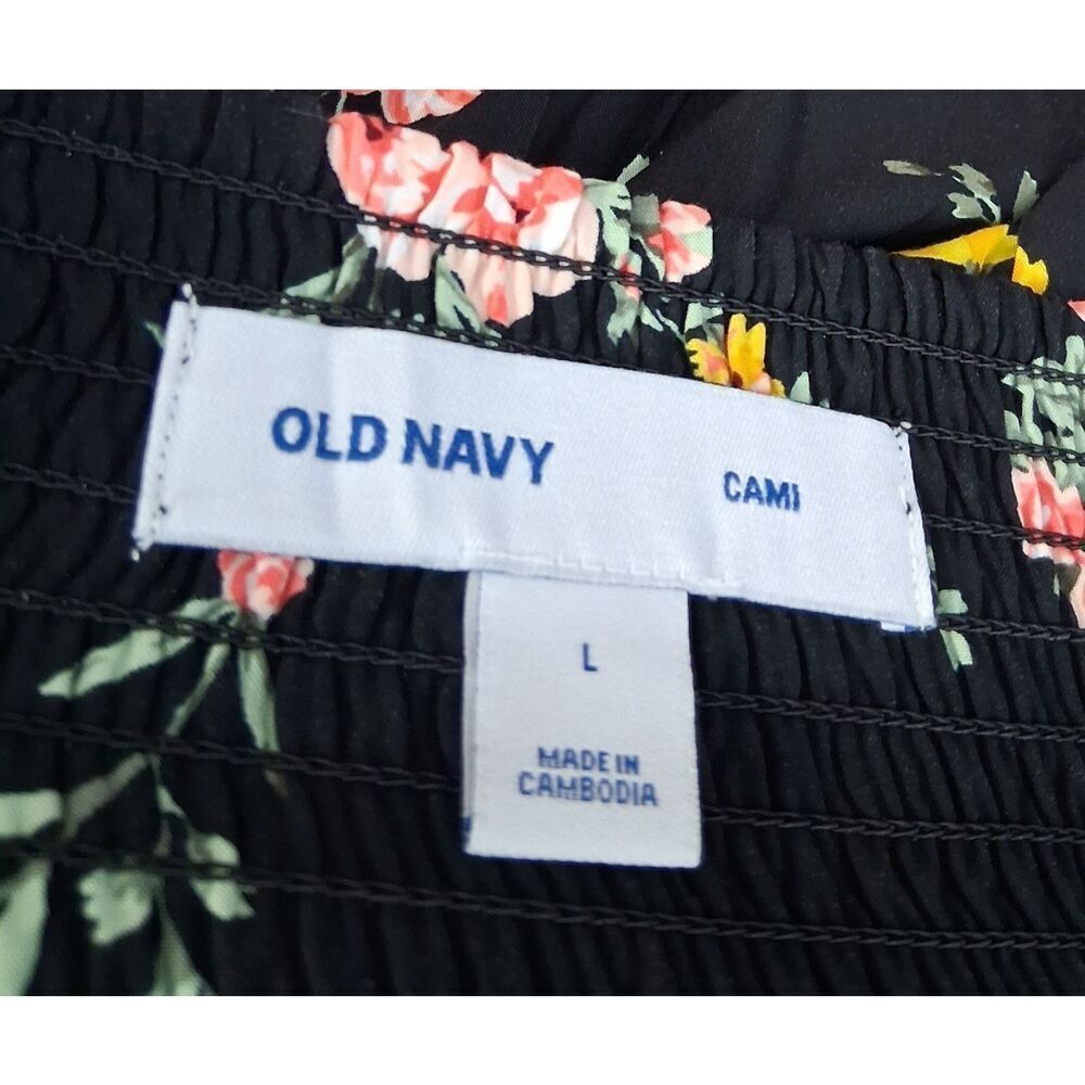 Old Navy womens large midi sundress black yellow floral boho tiered - Picture 6 of 8